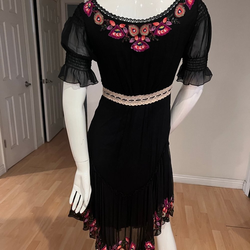 2007 Y2K JOHN GALLIANO BOHO EMBELLISHED ASYMMETRICAL DRESS SZ 38 IT / 2 US - Picture 5 of 8